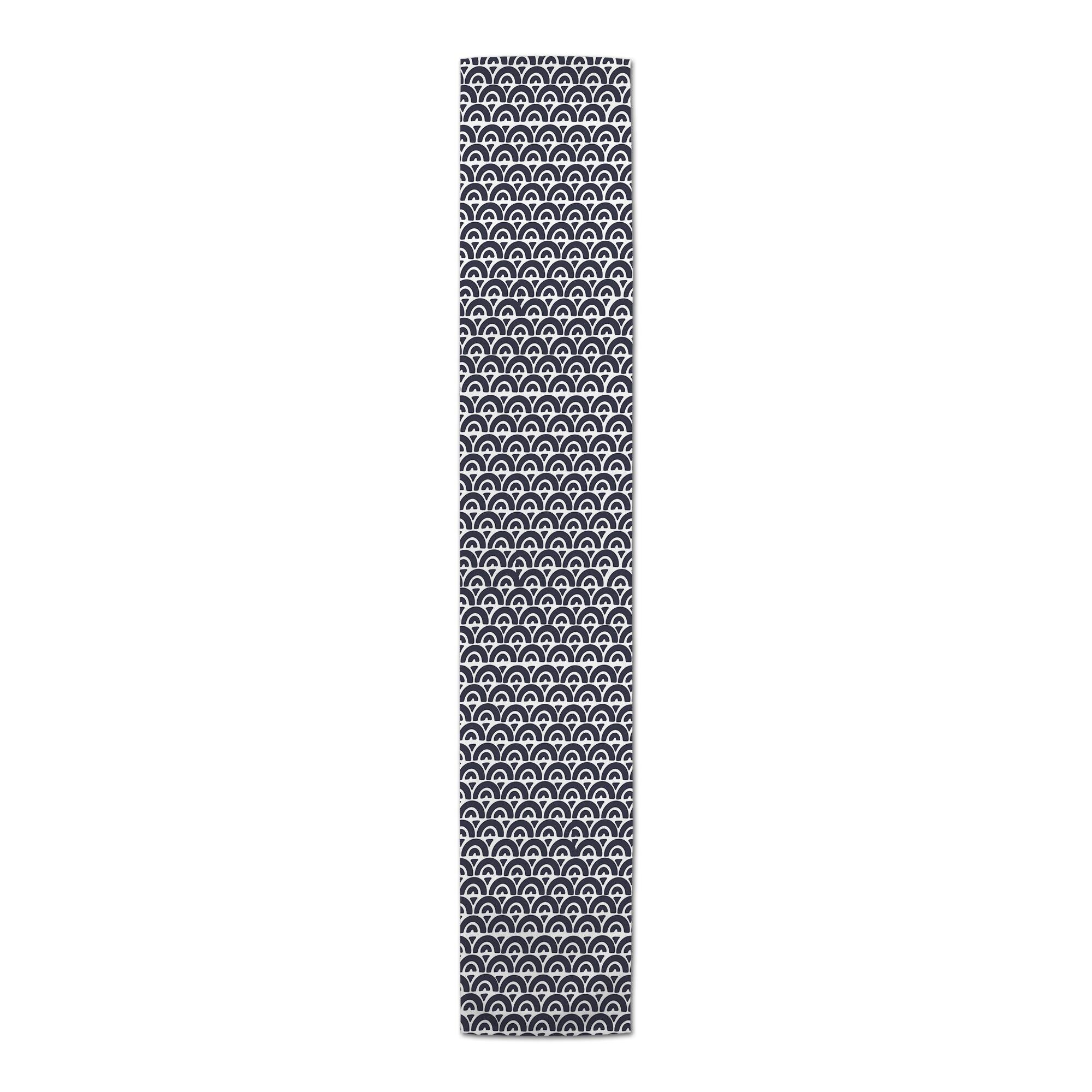 Navy Wavy Arch 16" x 90" Cotton Twill Runner